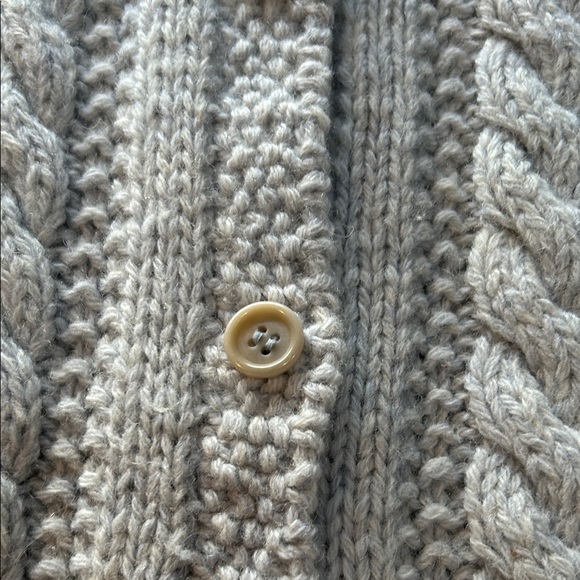 J. Crew Light Gray Cable THICK wool cable Knit Cardigan - Picture 3 of 8